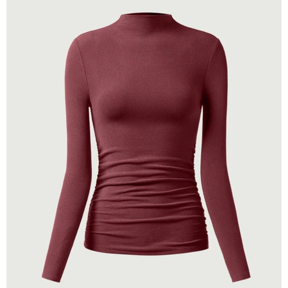 OGL Top Size S NEW ProWarm Thermal Ruched Sides Tuckable Mockneck Red - Picture 2 of 13